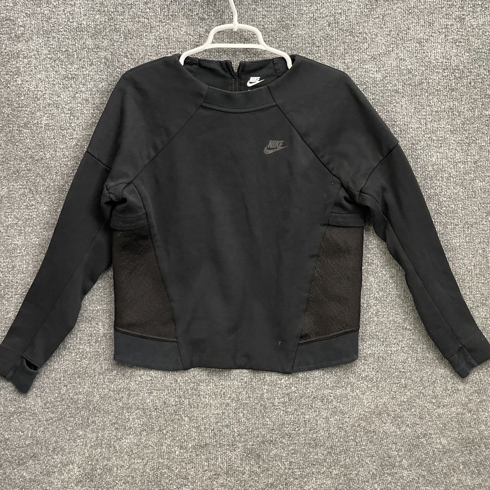 Nike Sportswear Tech Fleece Pullover Sweater Women's Sz M Black 725852-010 Mesh